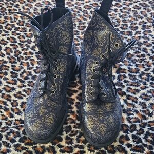 Dr. Martens Purple and Gold Combat Boots